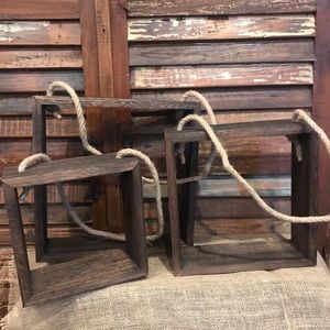 Wood square shelves wall decor